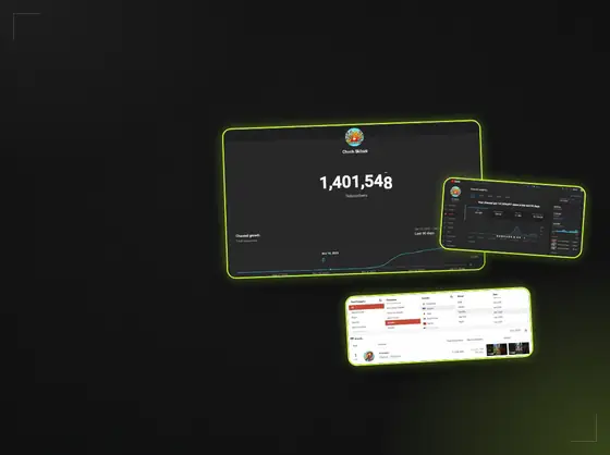 Обкладинка кейсу Firematch: 0 → 1 000 000 підписників за 35 днів, аналітика каналу на ноутбуці